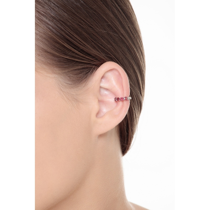 Earcuff en or blanc 18 carats incrusté de rubis