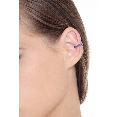 Earcuff en or blanc 18 carats incrustée de saphirs bleus 