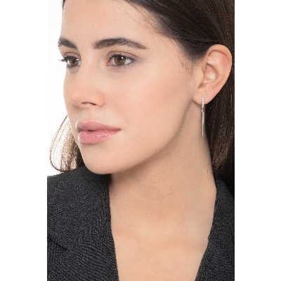 Boucles d'oreilles en or blanc 18k avec diamants ct. 0,14