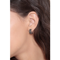 Créoles en or blanc 18k avec pavé de diamants noirs 2