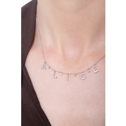Collier personnalisé prénom  ALICE en or blanc 750 et diamants 2