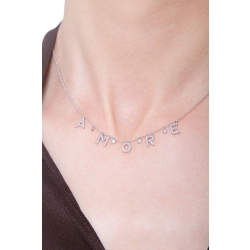 Collier avec lettres AMORE en or blanc 750 et diamants 2