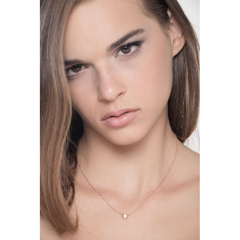 Collier en or rose 18k avec diamant ct. 0,25
