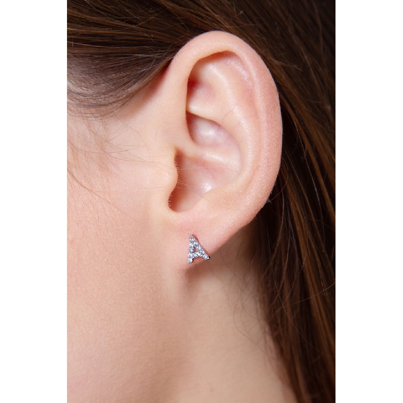 Boucle d'oreille personnalisée lettre A en diamants