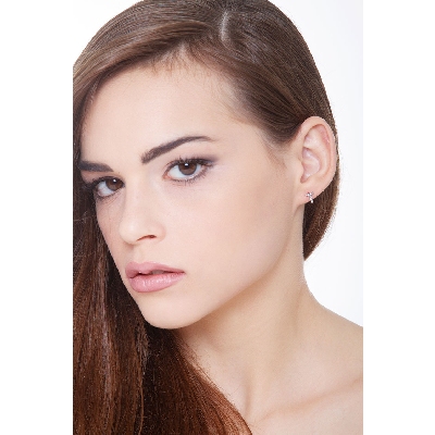 Boucle d'oreille lettre  T  en diamants et or blanc 750