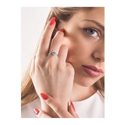 Bague en or blanc 18 carats avec citrine, améthyste et aigue-marine 2