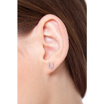 Boucle d'oreille personnalisée lettre U en diamants