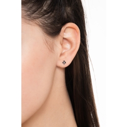 Puces d’oreilles en or rose 18 carats avec croix sertie de diamants noirs 2