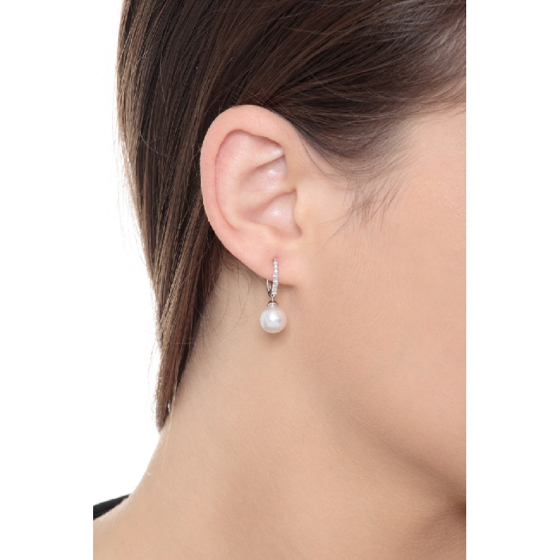 Pendentif en or blanc 18 carats avec perles et diamants