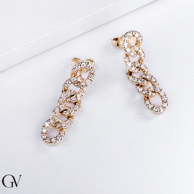 Boucles d'oreilles en or jaune 18k et diamants