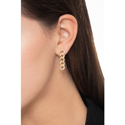 Boucles d'oreilles en or jaune 18k et diamants