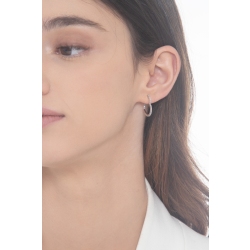 Boucles d'oreilles cœur en or blanc 18 carats avec diamants taille brillant 1.90 cm 2