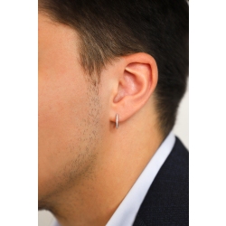 Créole unique homme en or blanc 18k avec des diamants 2