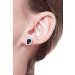 Boucles d’oreilles or blanc 18K saphirs goutte et diamants 2