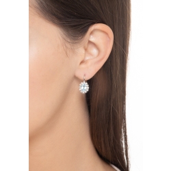 Boucles d'oreilles halo en or blanc 18k avec aigue-marine et diamants  2
