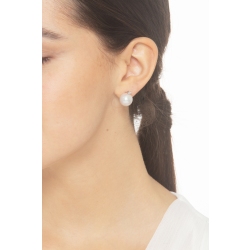 Boucles d’oreilles femme en or blanc 18k avec perles naturelles et diamants 2