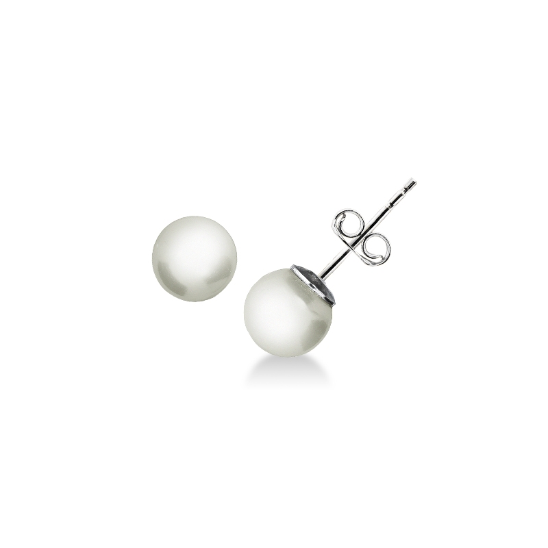Boucles d’oreilles en or blanc avec perles naturelles de 9 mm