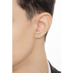 Boucle d'oreille homme en or blanc 18 carats griffes et diamant 2