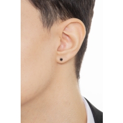 Boucle d'oreille mono en or blanc 18 carats à 4 griffes avec diamant noir 0,18 ct 2