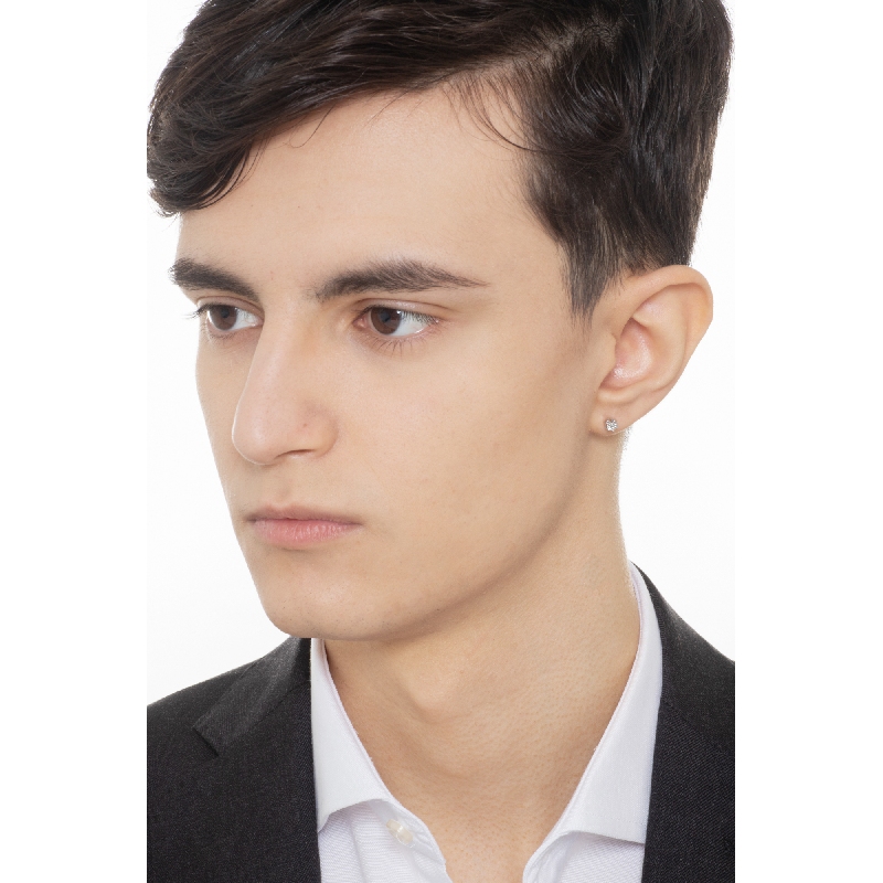 Mono boucle d'oreille à six griffes en or blanc 18k 