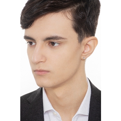 Mono boucle d'oreille à six griffes en or blanc 18k 