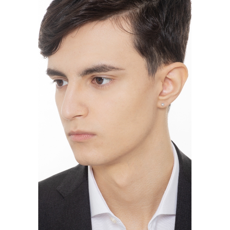 Mono boucle d oreille mono avec diamant et or blanc 18k