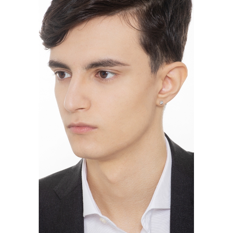 Boucle d'oreille homme mono en or blanc 18k avec diamant