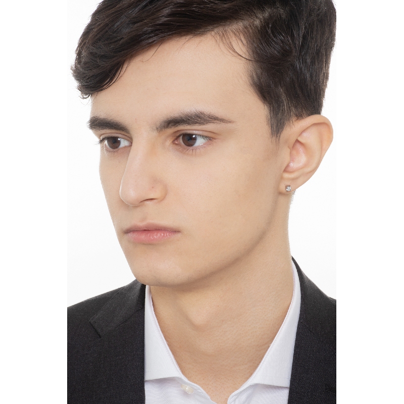 Boucle d'oreille individuelle or blanc 18k et diamant 