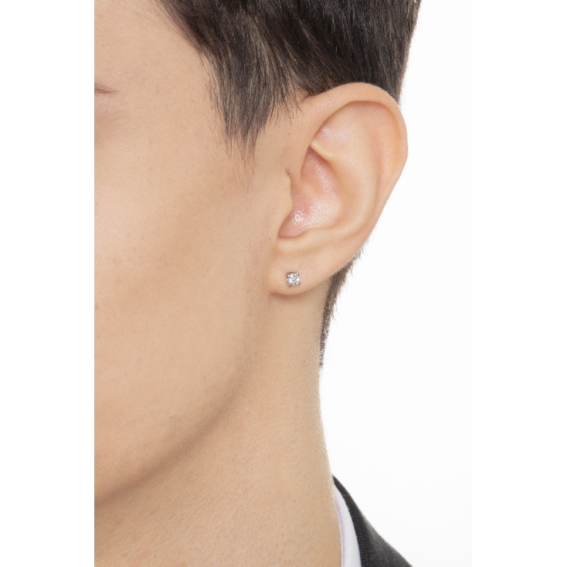 Boucle d'oreille individuelle or blanc 18k et diamant 