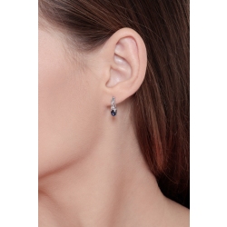 Boucles d’oreilles en or blanc 750 avec saphirs ovales et diamants 2