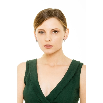 Boucles d’oreilles feuille en or blanc 750 avec aigue-marine et diamants