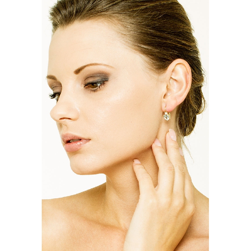 Boucles d’oreilles or jaune 18k cœurs en aigue-marine et diamants