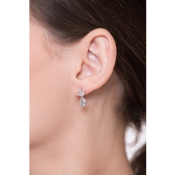 Boucles d’Oreilles Or Blanc 18k avec Aigue-Marine et Diamants 2