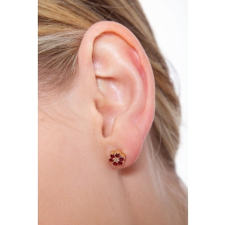 Boucles d’oreilles en or jaune 18 carats avec diamants et rubis 2