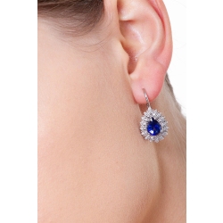 Boucles d'oreilles en or blanc 750 avec saphirs bleus 2