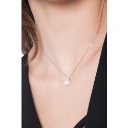Collier en or blanc 18k avec une perle naturelle cultivée et diamant 2