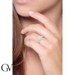 Bague coeur élastique en or blanc 18k avec diamants 2