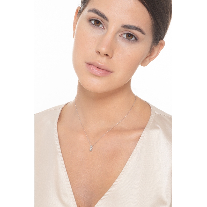 Collier en or blanc 18k trilogie de diamants