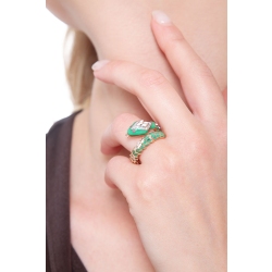 Bague serpent en or rose 18k ornée de diamants Et rubis 2