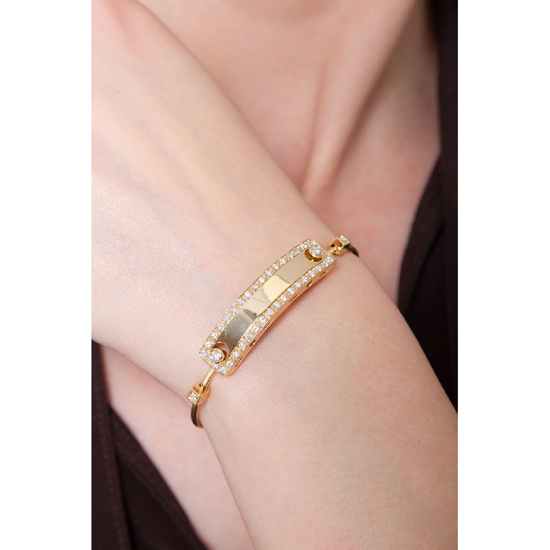 Bracelet avec plaque en or jaune 18 carats sertie de diamants