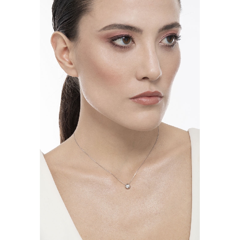 Collier Diamant 0,12 ct en Or Blanc 750