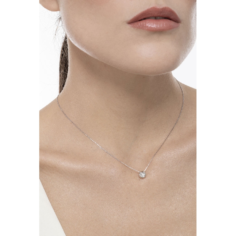 Collier Diamant 0,12 ct en Or Blanc 750