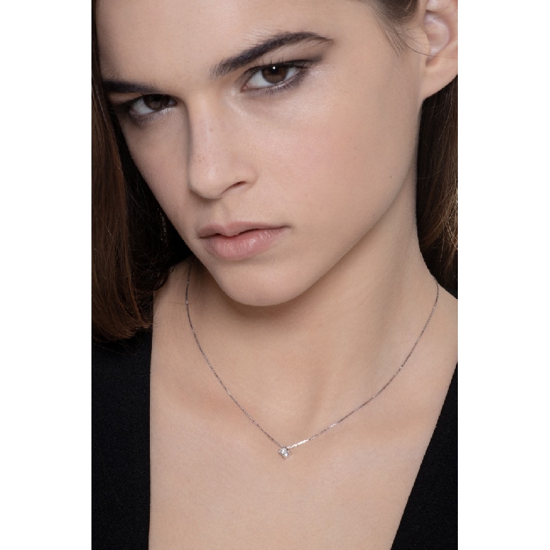 Collier or blanc 18k diamant 0,15 ct