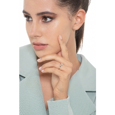 Bague diamant solitaire élégante en or blanc 18k ct. 0,40