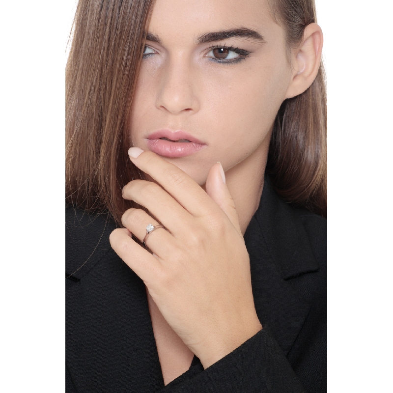  Solitaire bague en Or Blanc 18k avec Diamant 0,50 ct