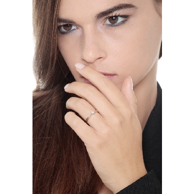 Bague Solitaire 4 Griffes en Or Blanc 18k avec Diamant 0,20 ct