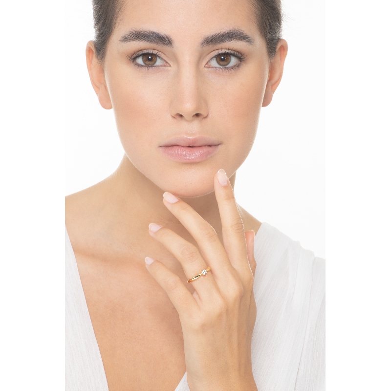 Bague solitaire diamant or jaune 18k ct 0.20