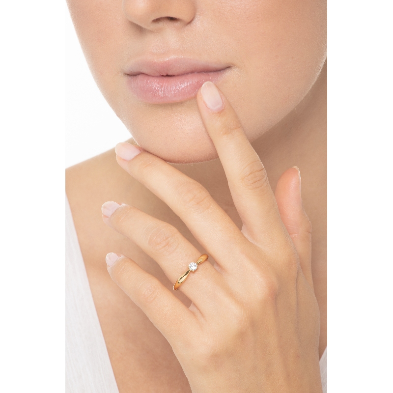 Bague solitaire diamant or jaune 18k ct 0.20