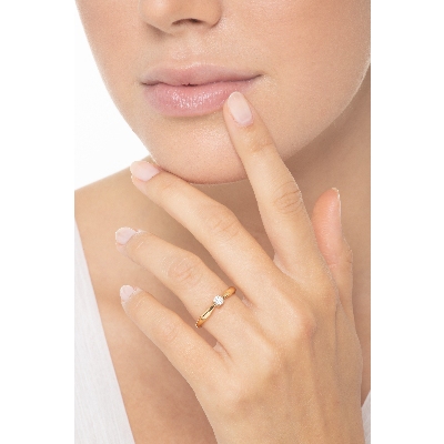 Bague solitaire diamant or jaune 18k ct 0.20
