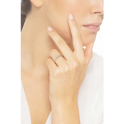 Bague solitaire diamant 0,50 ct or blanc 18k